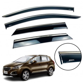 Дефлекторы окон Peugeot 3008 2009-2016 с нерж. хром полоской